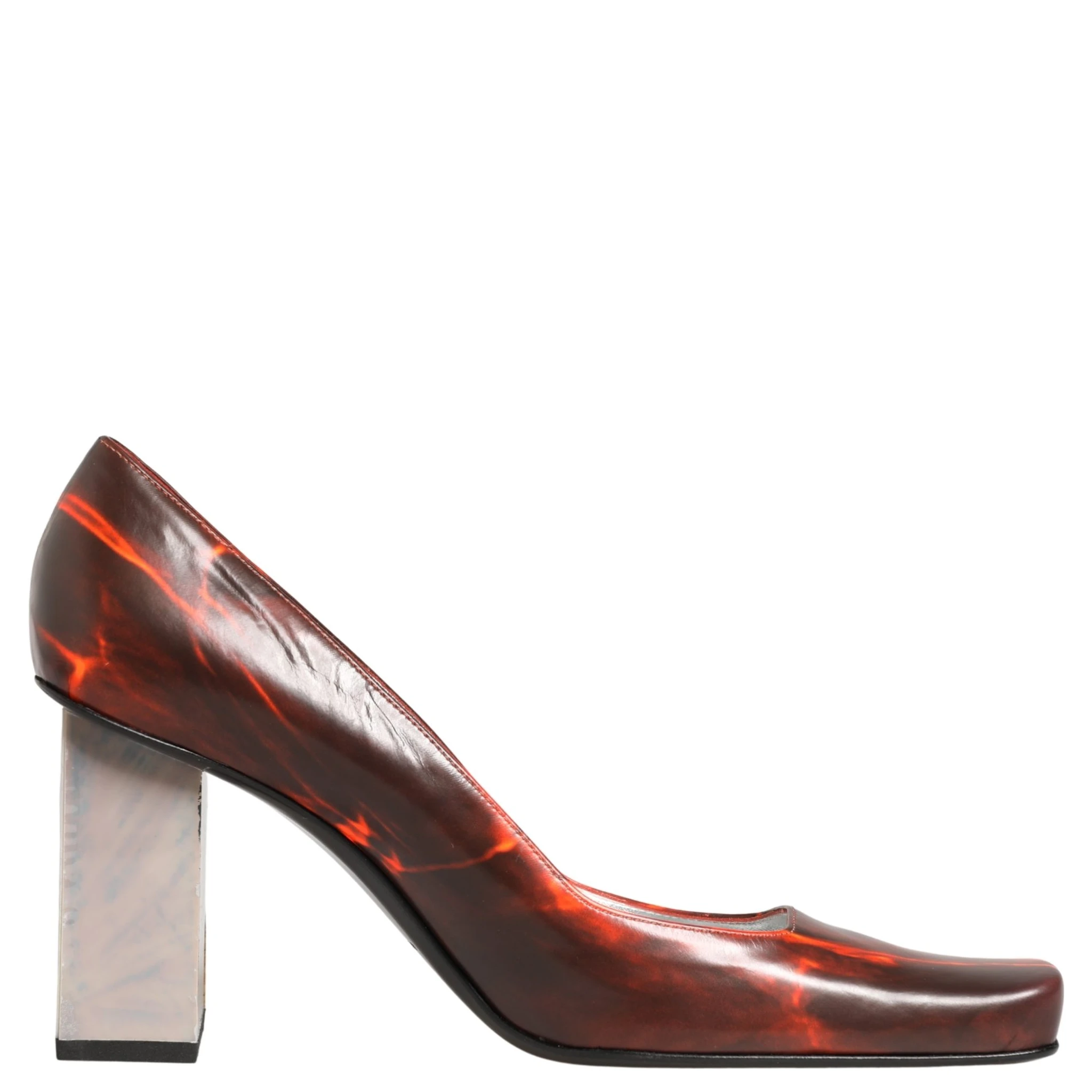 Multicolor Leather Square Toe Pumps Shoes