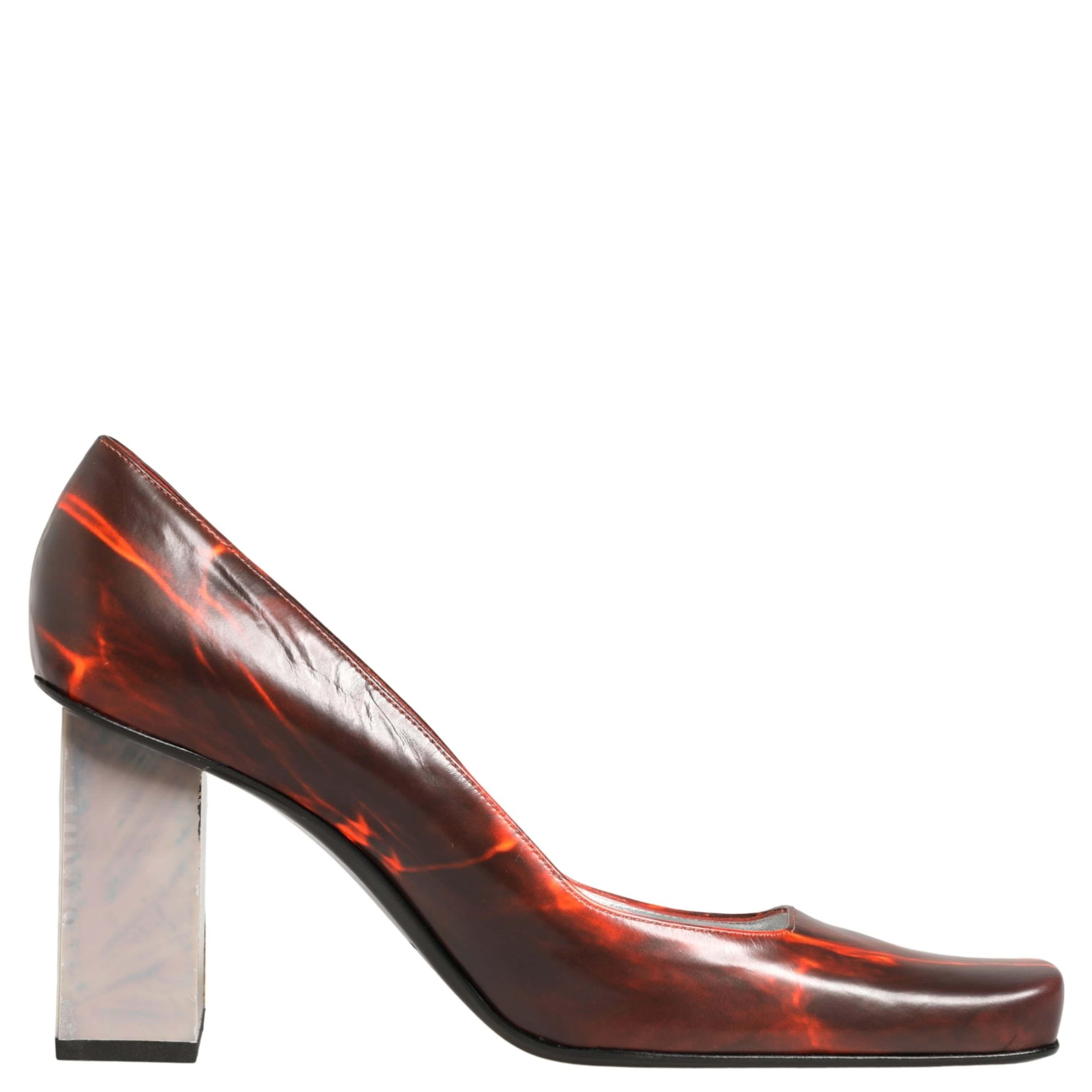 Multicolor Leather Square Toe Pumps Shoes