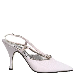 White Strass Crystal Slingbacks Pumps Shoes