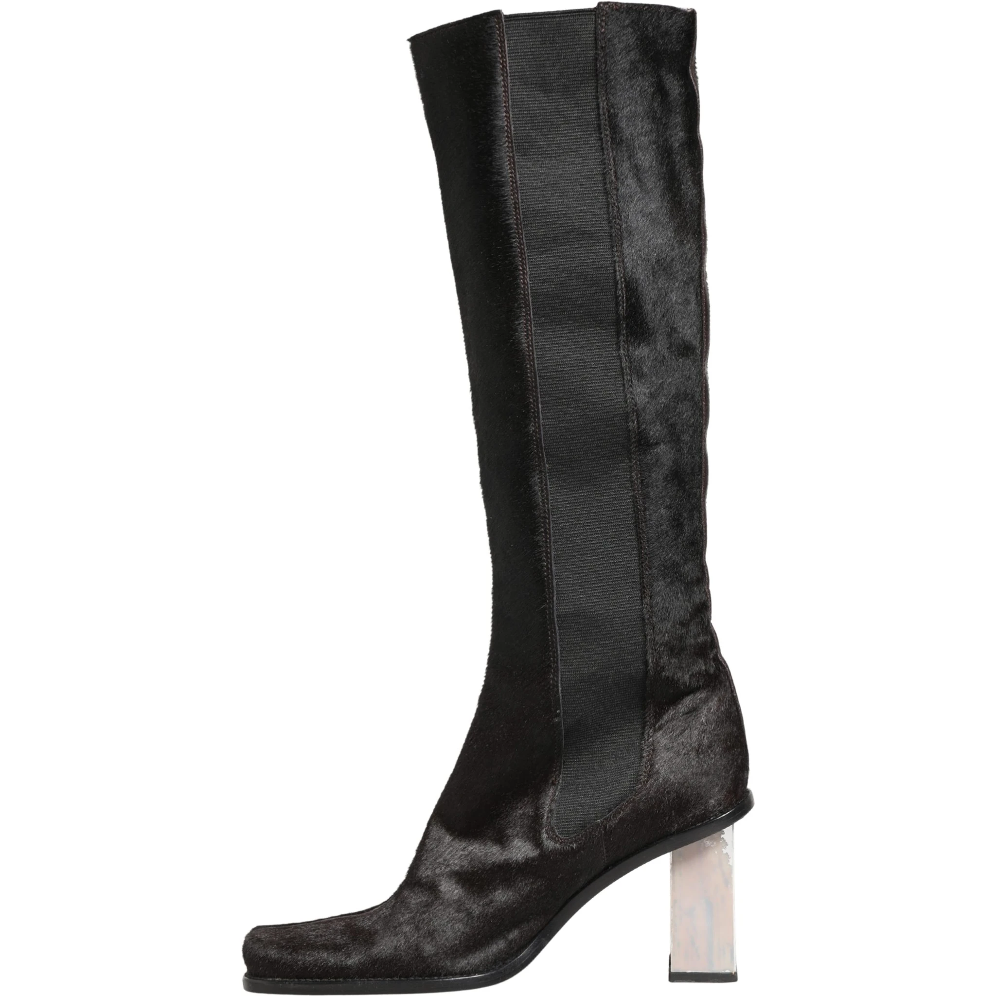 Black Suede Leather Knee High Boots Shoes