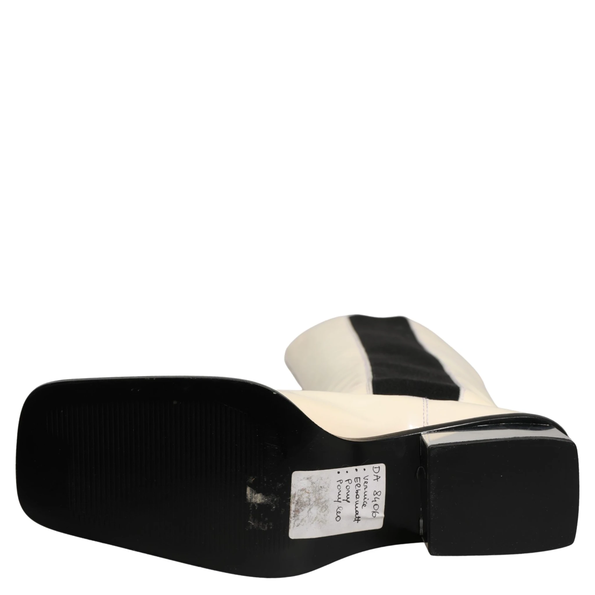 White Black Leather Knee High Boots Shoes