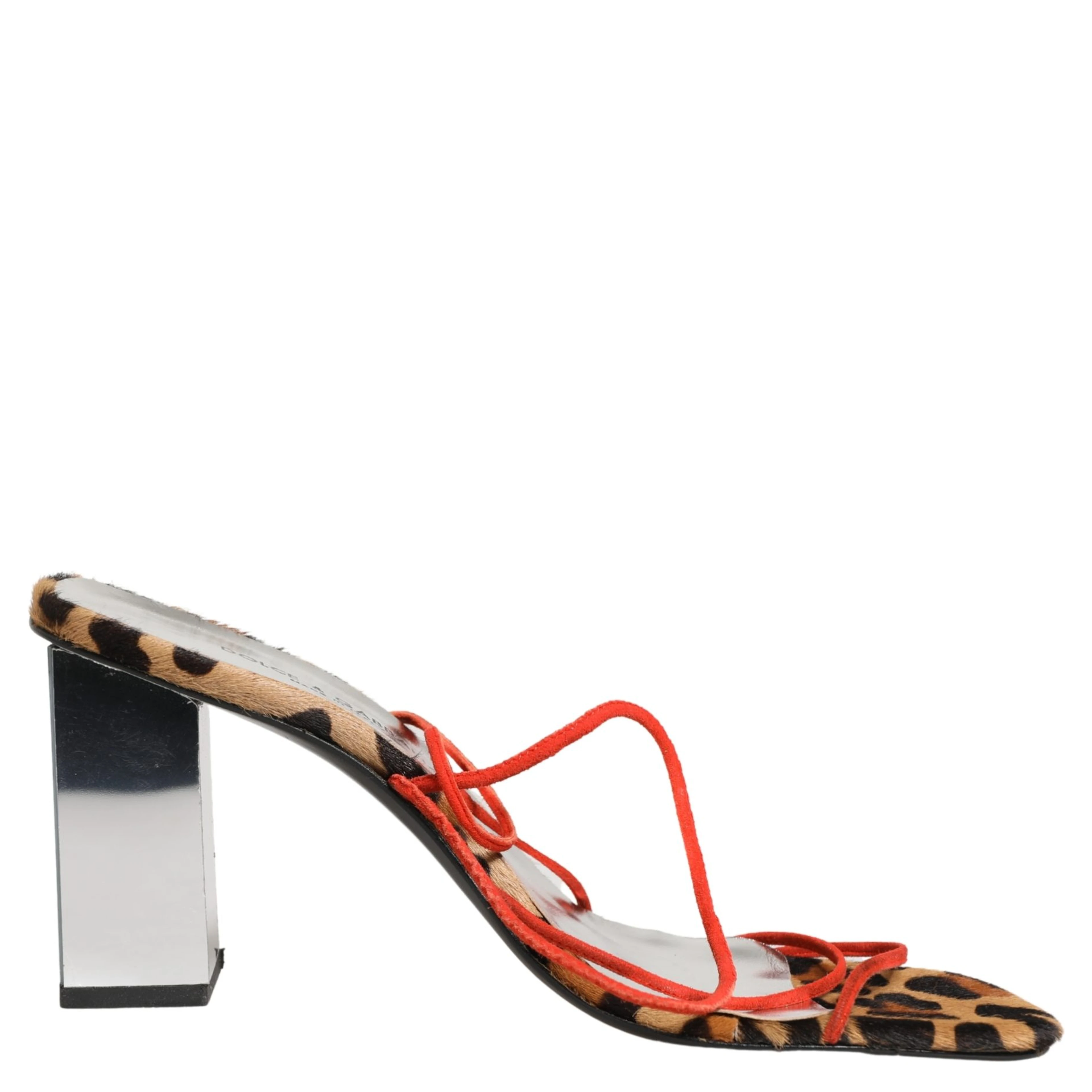 Multicolor Leather Block Heels Sandals Shoes