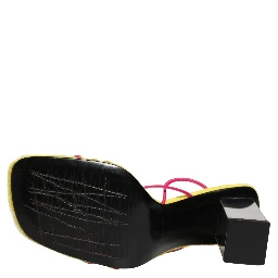 Multicolor Leather Block Heels Sandals Shoes