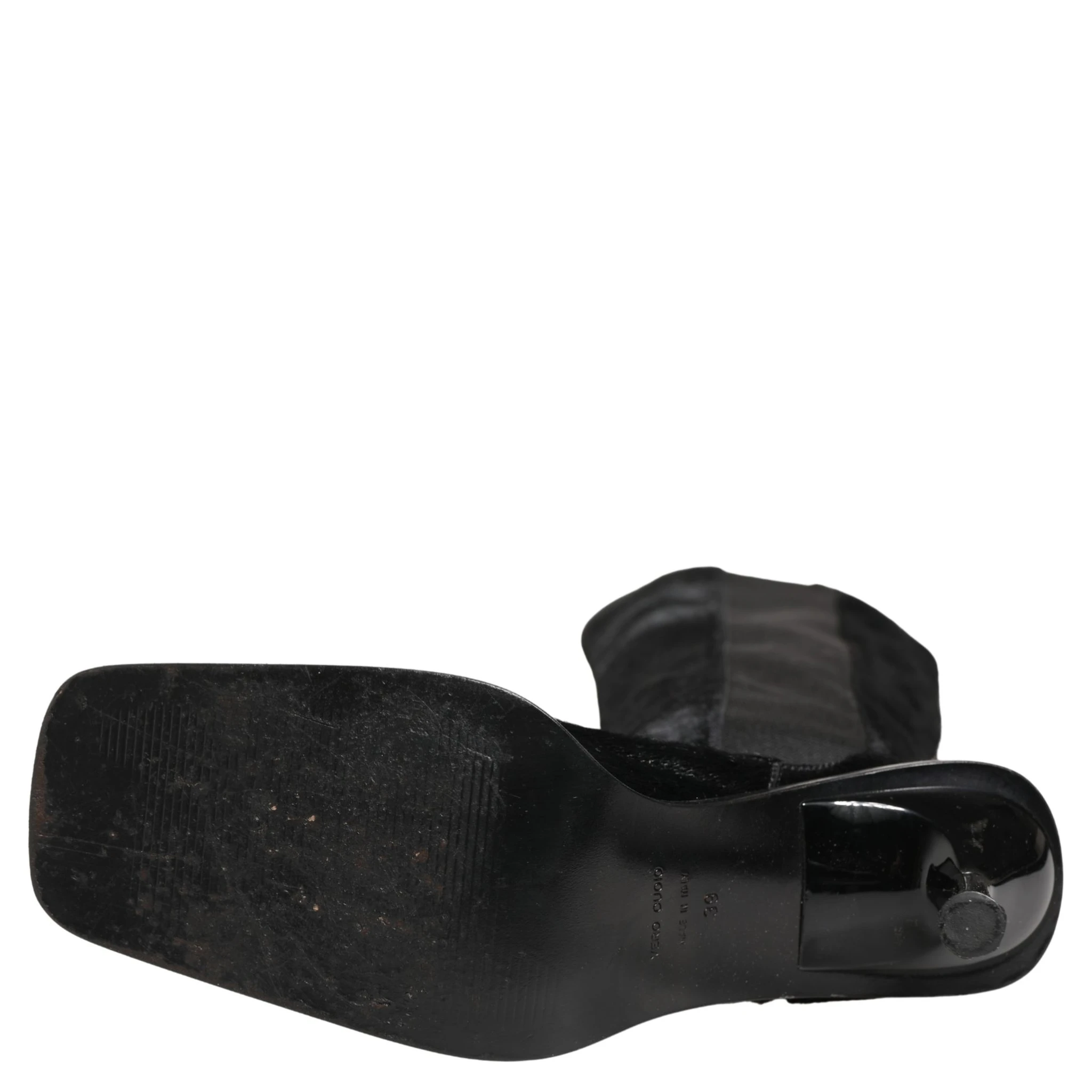 Black Suede Leather Knee High Boots Shoes