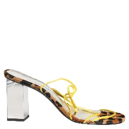 Multicolor Leather Block Heels Sandals Shoes