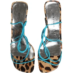 Multicolor Leather Block Heels Sandals Shoes