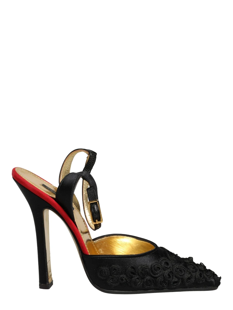 Black Satin Floral Ankle Strap Sandals Shoes