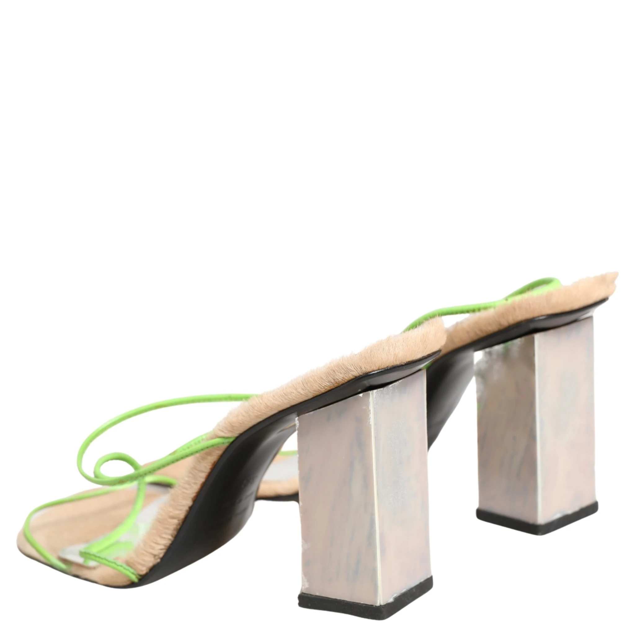 Multicolor Leather Block Heels Sandals Shoes