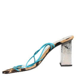 Multicolor Leather Block Heels Sandals Shoes