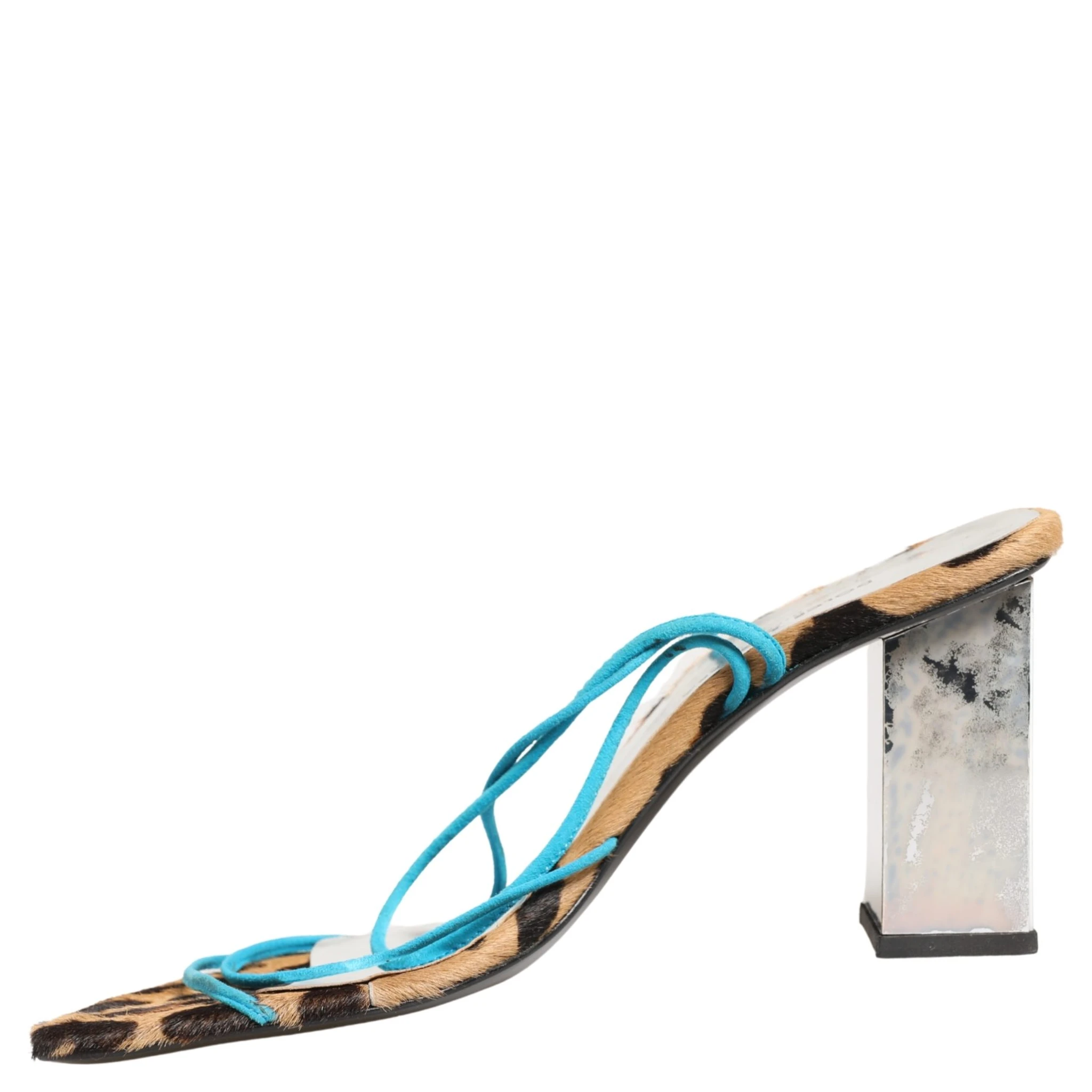 Multicolor Leather Block Heels Sandals Shoes