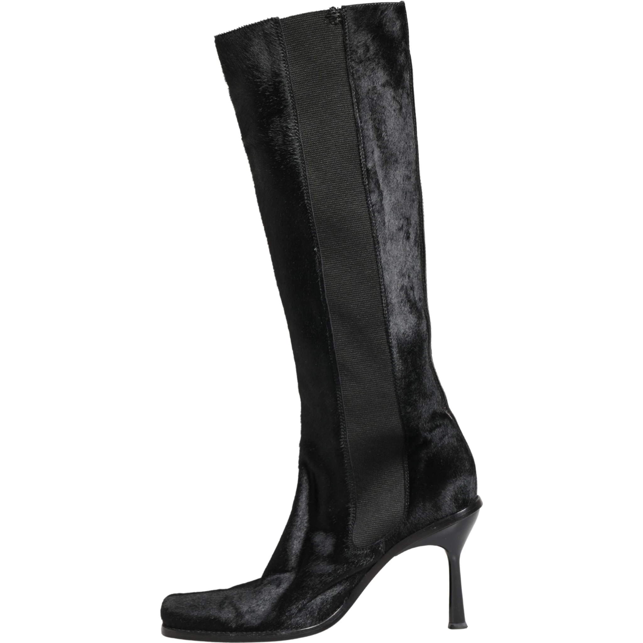 Black Suede Leather Knee High Boots Shoes
