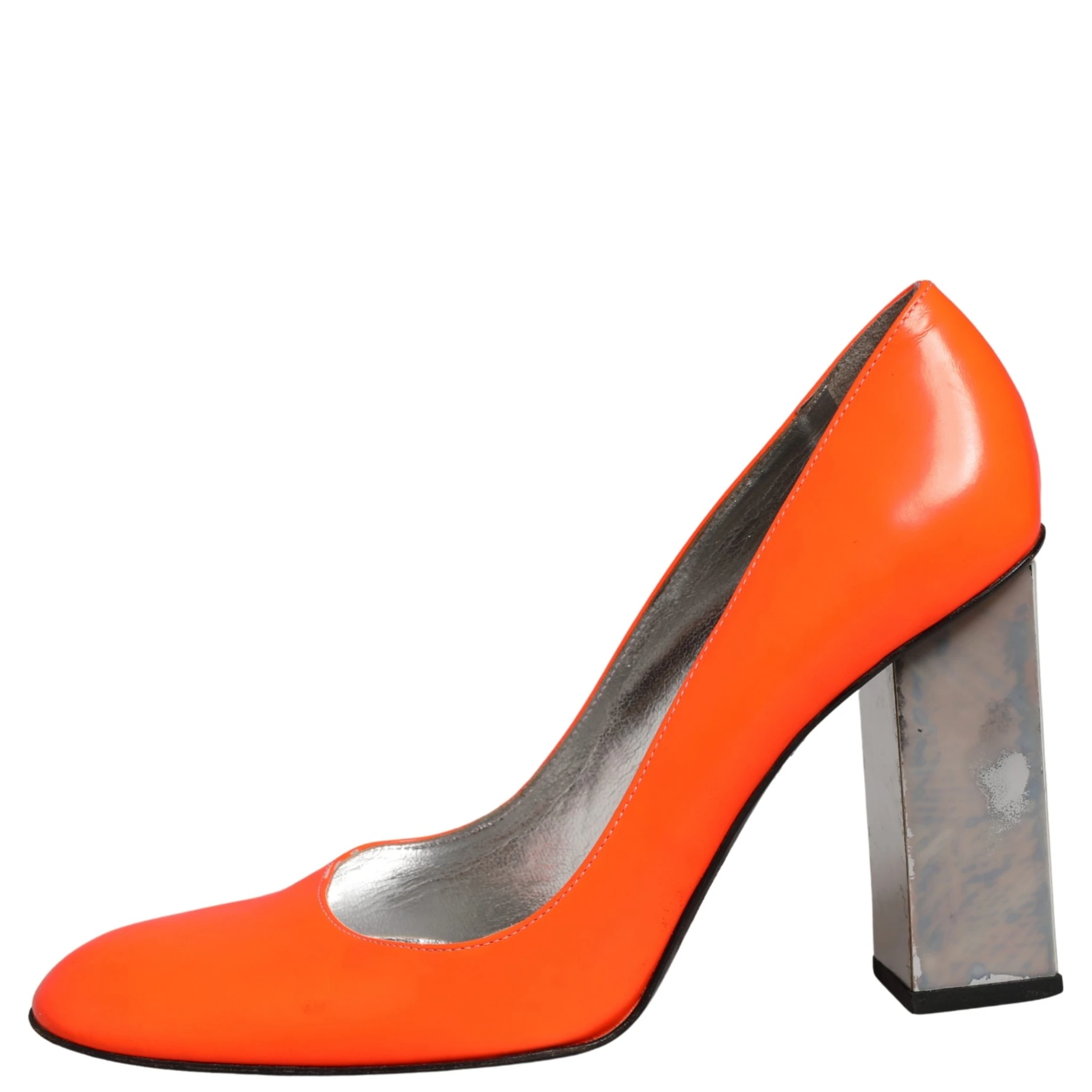 Orange Patent Leather Heels Pumps Shoes