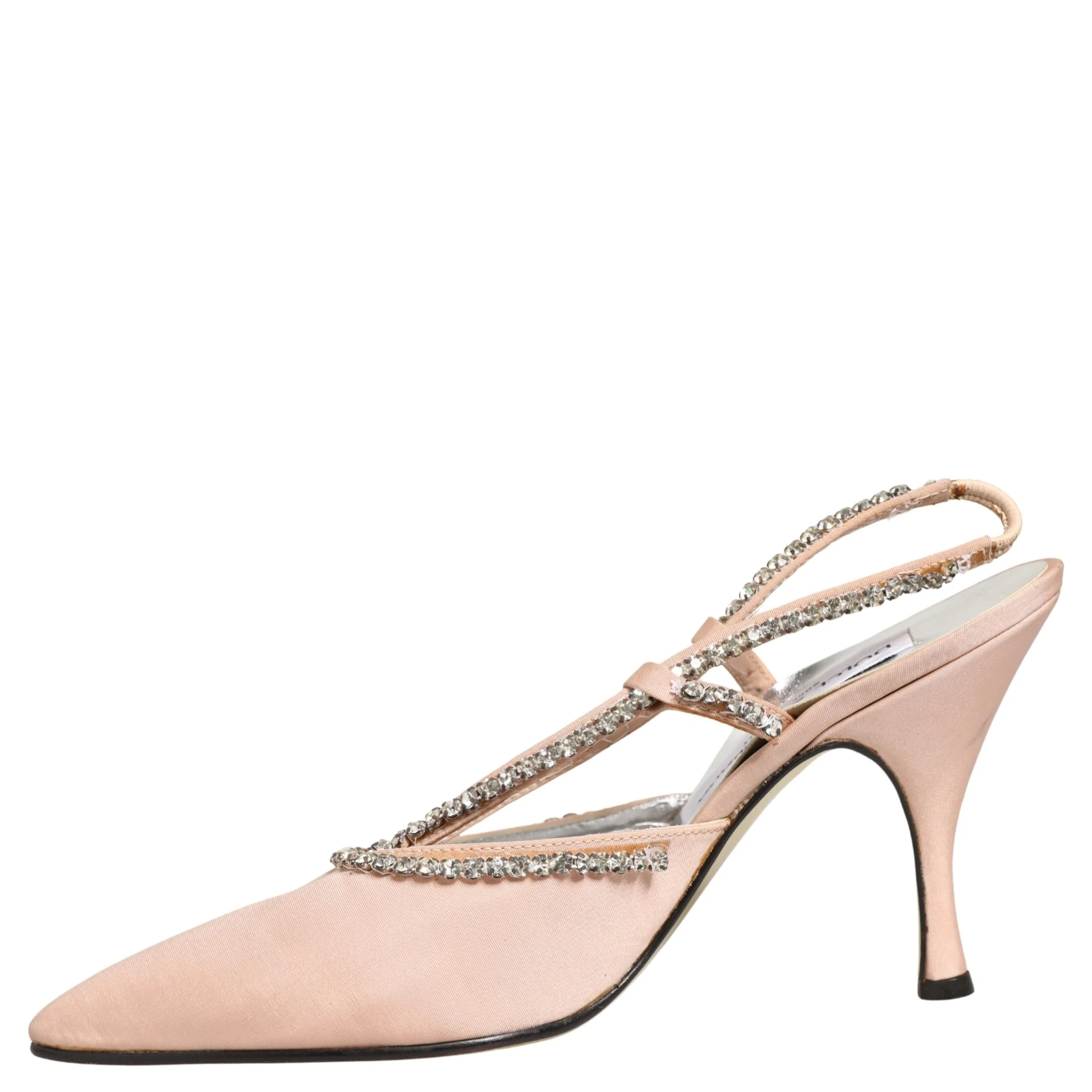 Beige Crystal Heels Slingbacks Sandals Shoes
