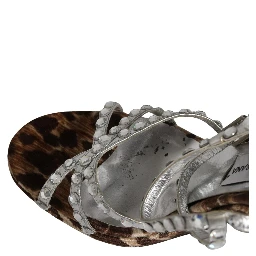 Brown Leopard Rhinestone StilettoSandals Shoes