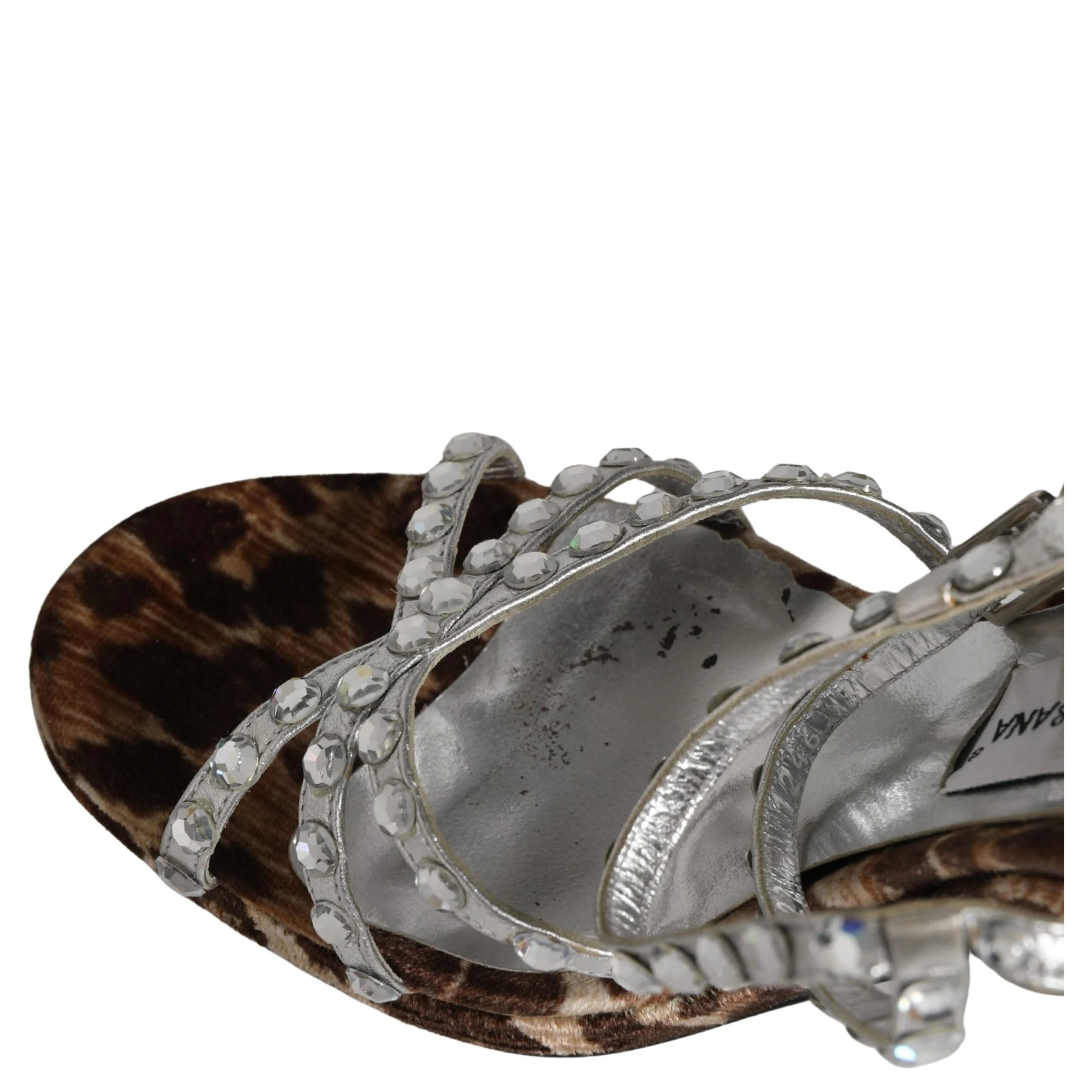 Brown Leopard Rhinestone StilettoSandals Shoes