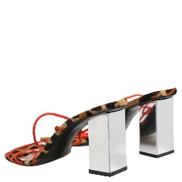Multicolor Leather Block Heels Sandals Shoes