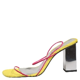 Multicolor Leather Block Heels Sandals Shoes