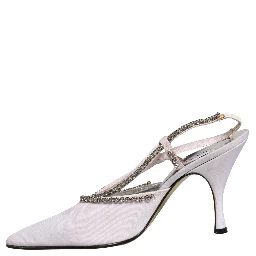 White Strass Crystal Slingbacks Pumps Shoes