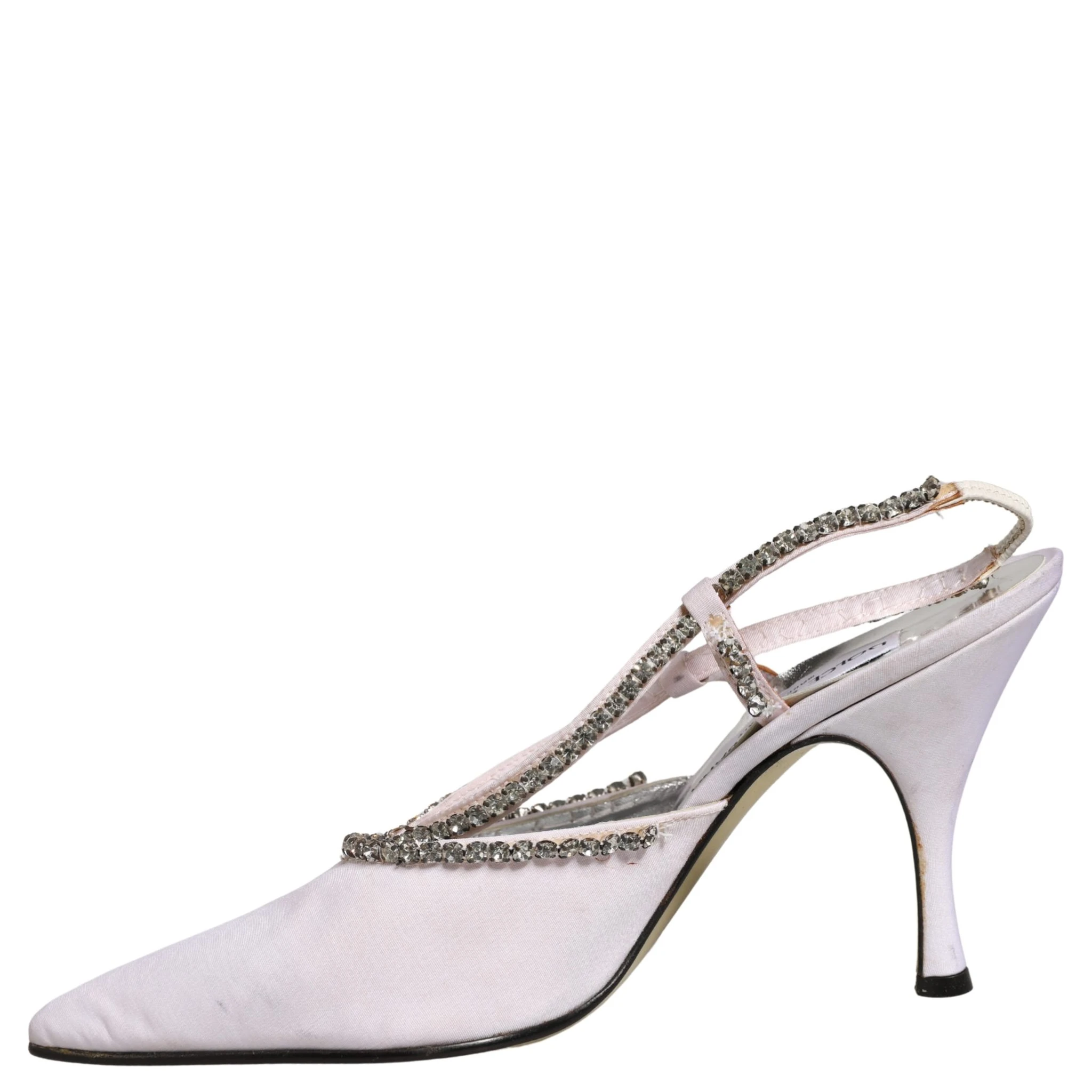 White Strass Crystal Slingbacks Pumps Shoes