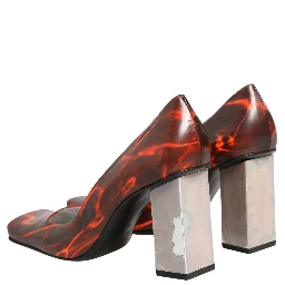 Multicolor Leather Square Toe Pumps Shoes