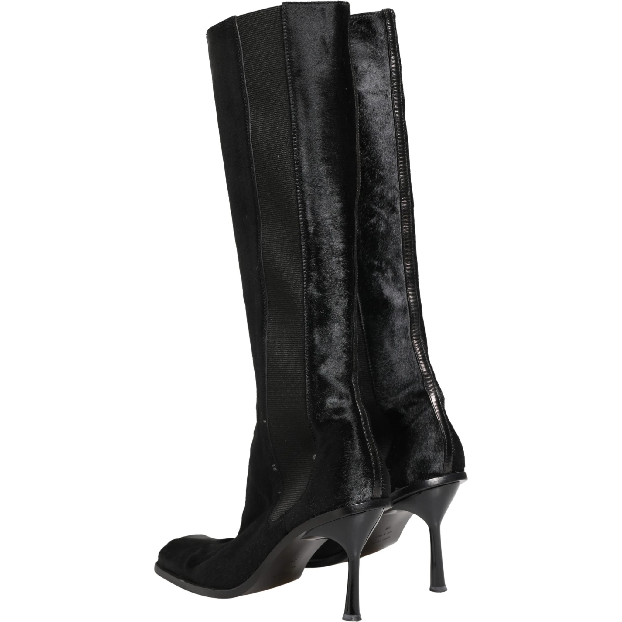 Black Suede Leather Knee High Boots Shoes