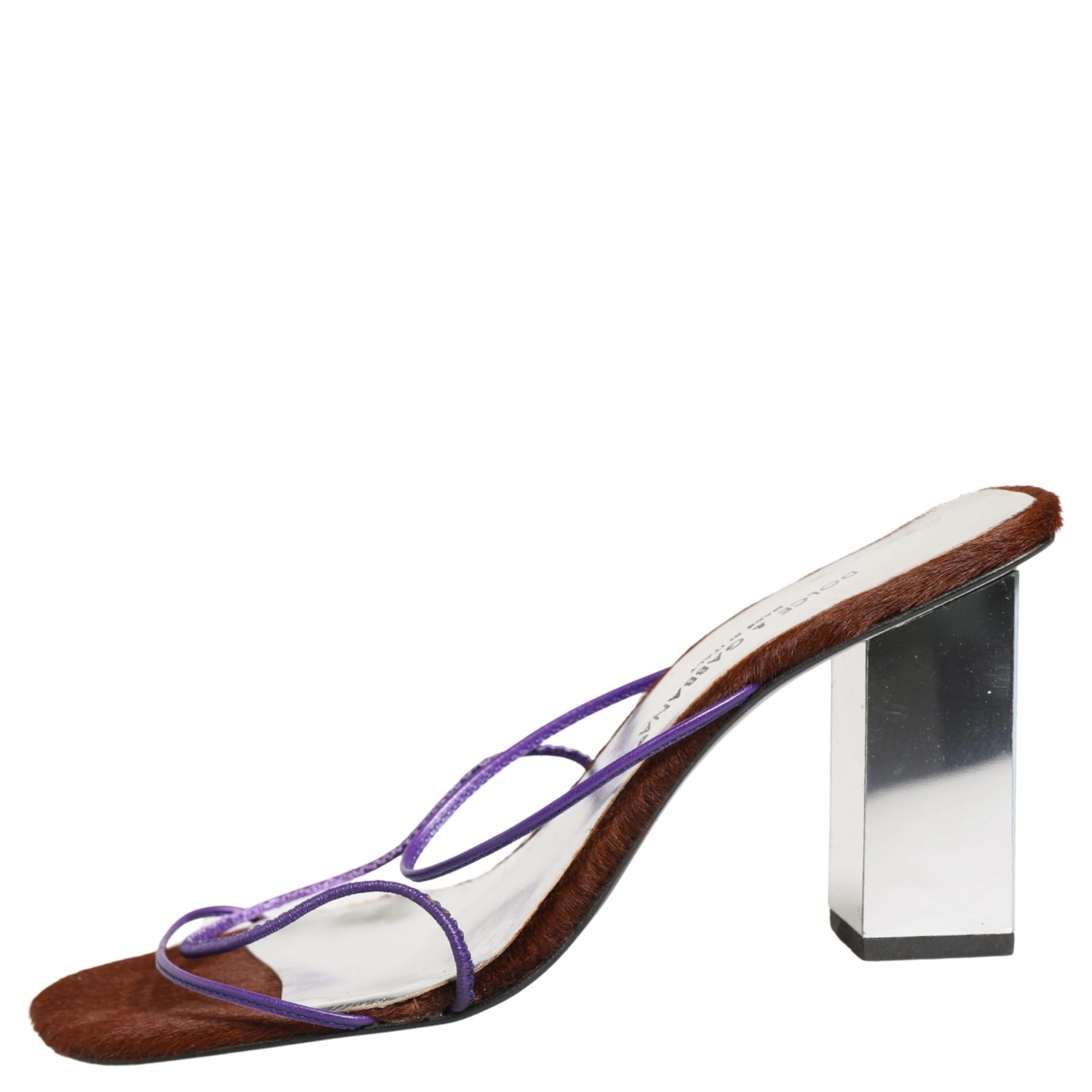 Silver Block Heels Slip On Sandals Shoes