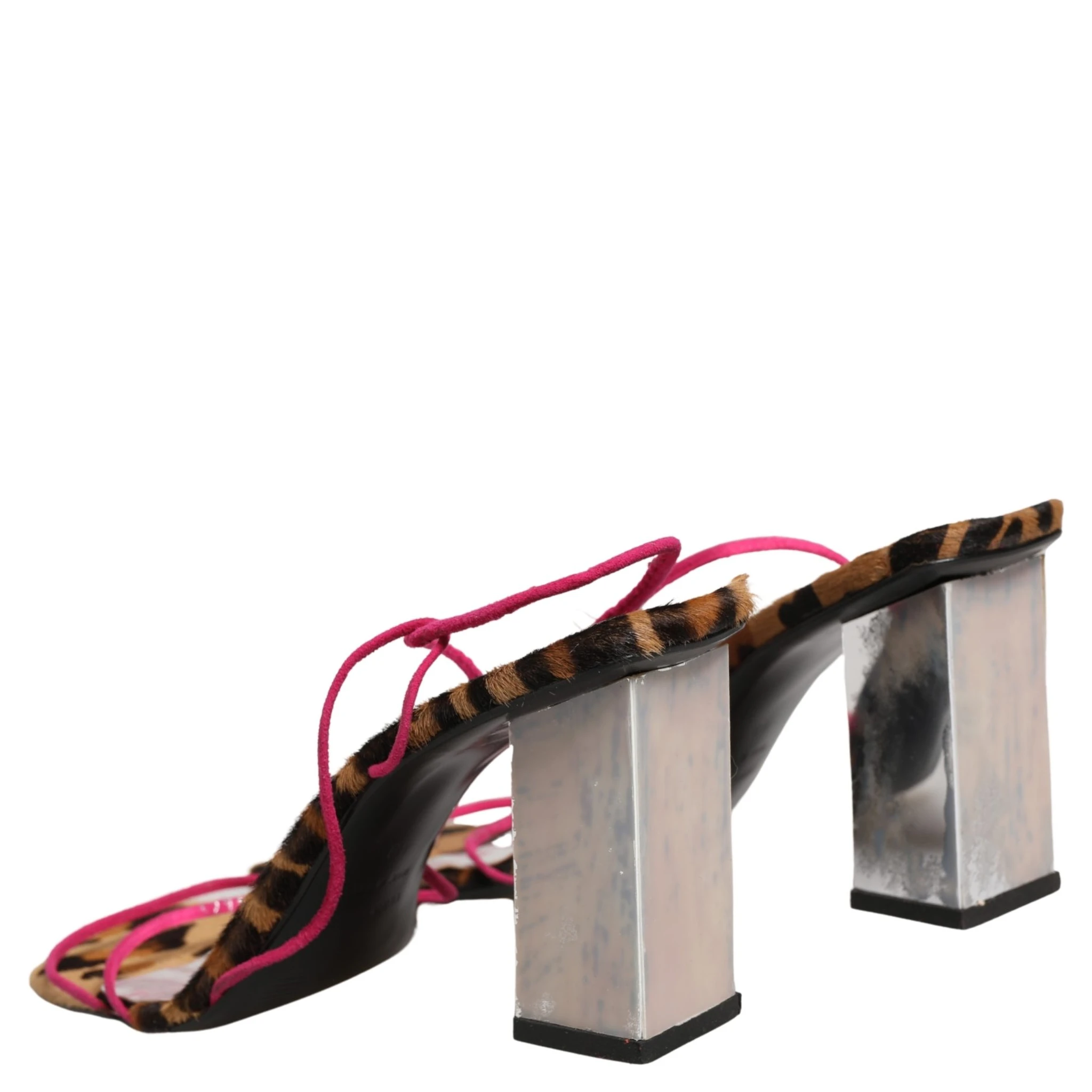 Multicolor Leather Block Heels Sandals Shoes