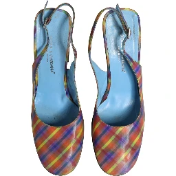 Multicolor Plaid Heels Slingback Sandals Shoes
