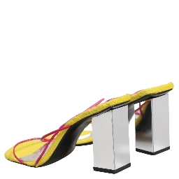 Multicolor Leather Block Heels Sandals Shoes