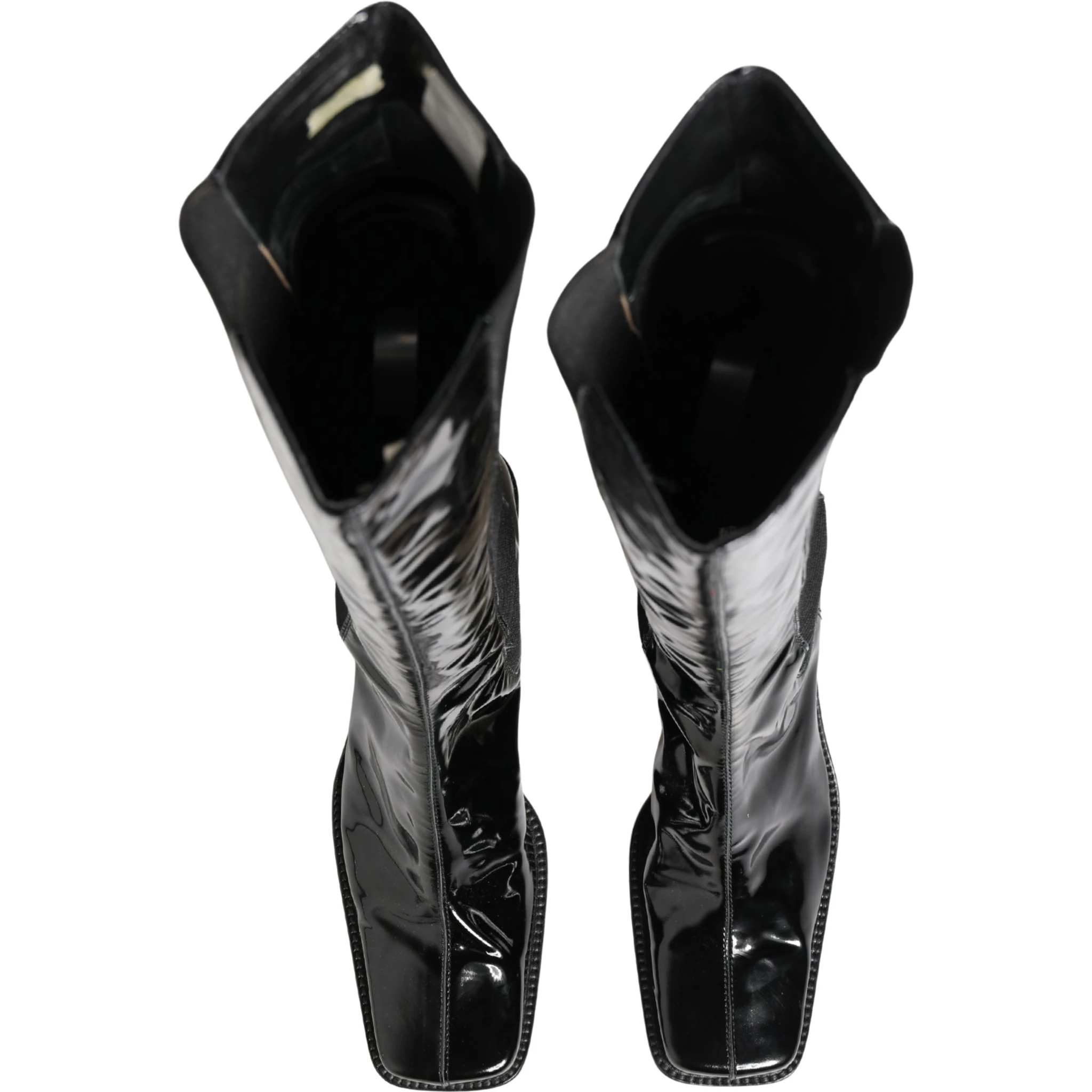 Black Patent Leather Knee High Boots Shoes