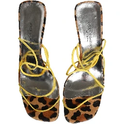 Multicolor Leather Block Heels Sandals Shoes