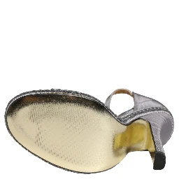 Gray High Heeled Sandals Ankle Strap Shoes