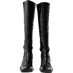 Black Patent Leather Knee High Boots Shoes