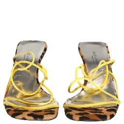 Multicolor Leather Block Heels Sandals Shoes