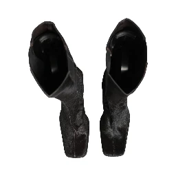 Black Suede Leather Knee High Boots Shoes