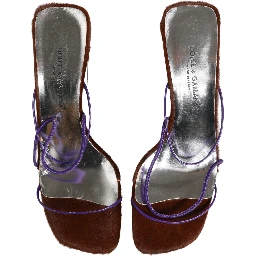 Silver Block Heels Slip On Sandals Shoes