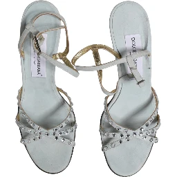 White Rhinestone High Heeled Sandals Shoes