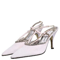 White Strass Crystal Slingbacks Pumps Shoes