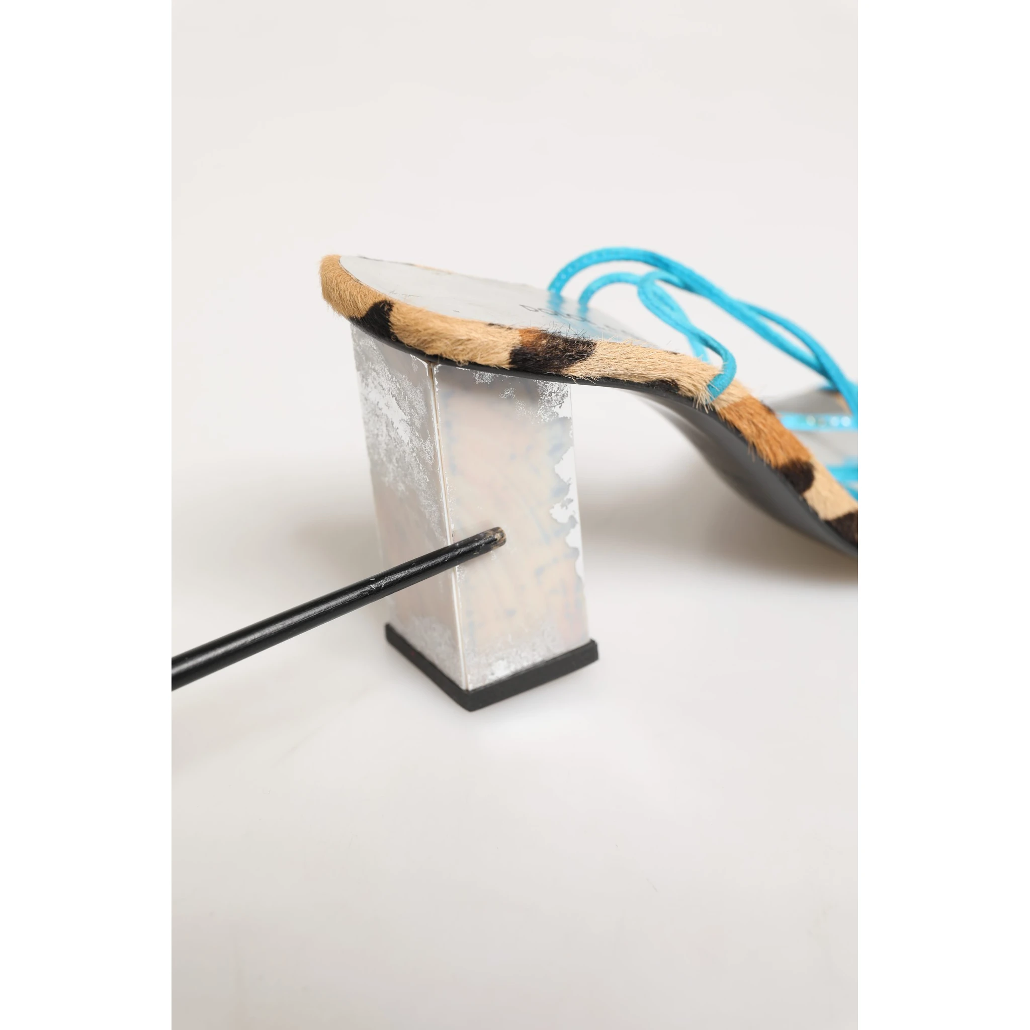 Multicolor Leather Block Heels Sandals Shoes