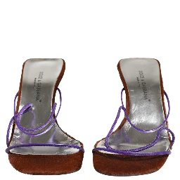 Silver Block Heels Slip On Sandals Shoes