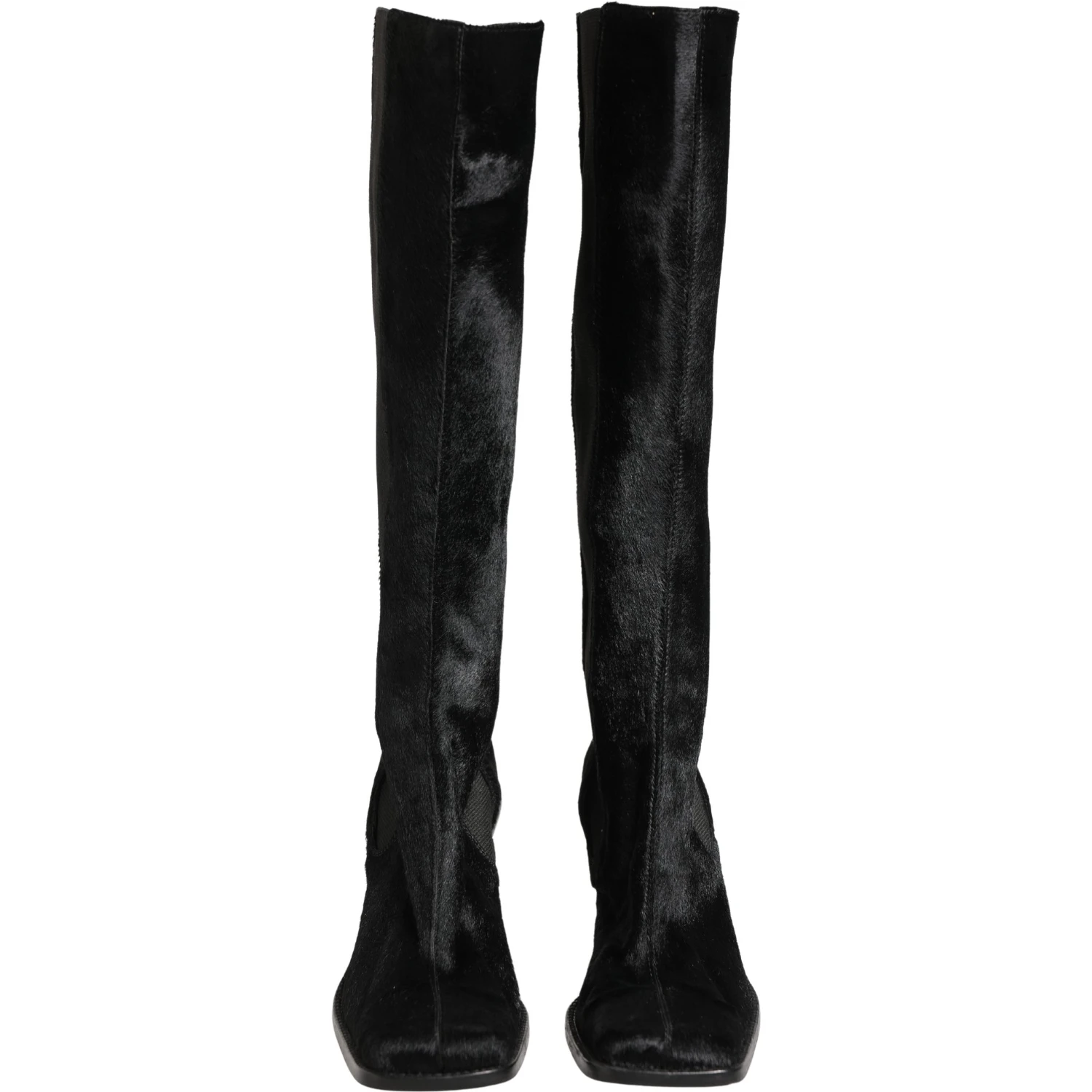 Black Suede Leather Knee High Boots Shoes