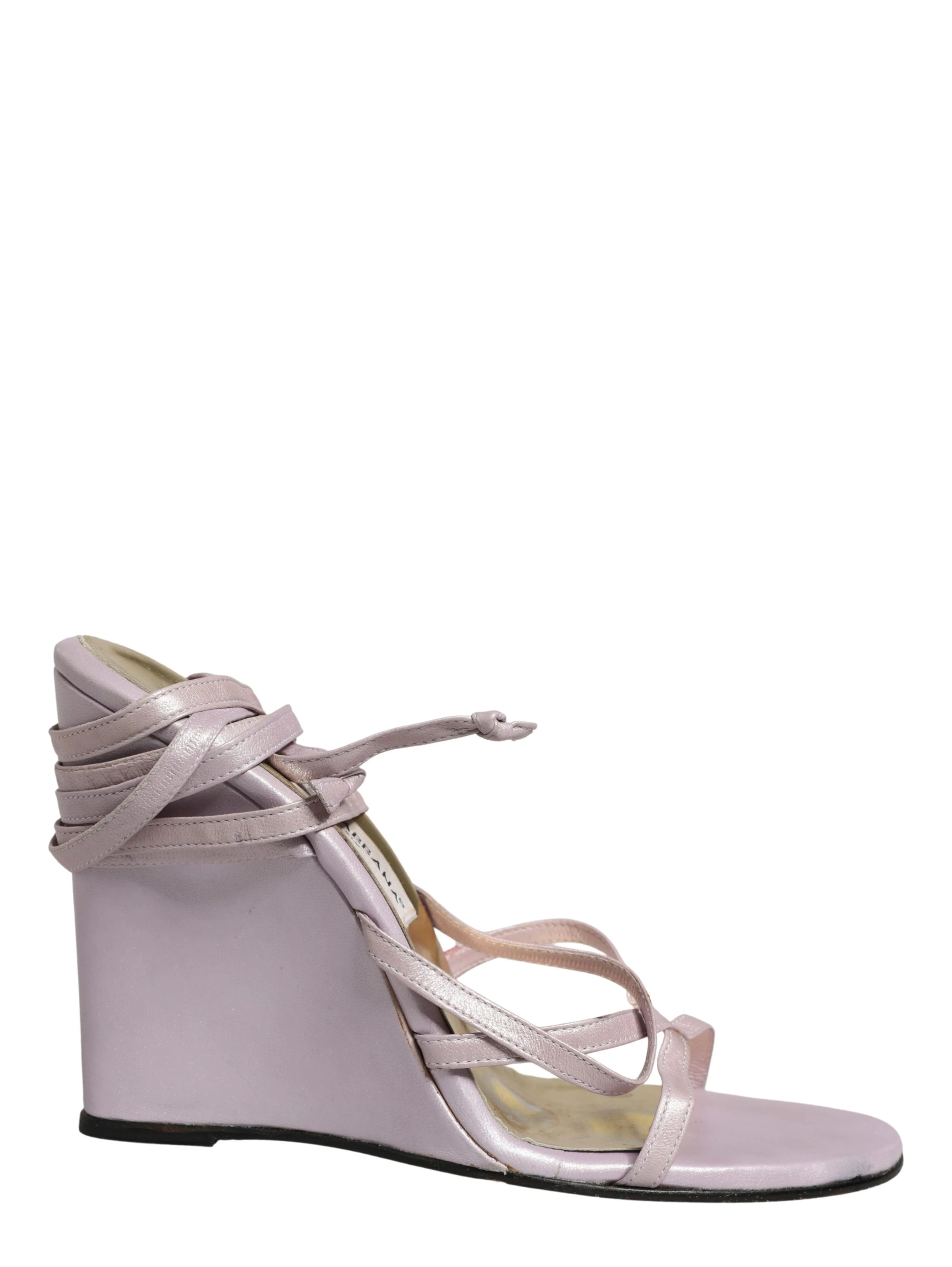 Purple Leather Wedge Heels Sandals Shoes