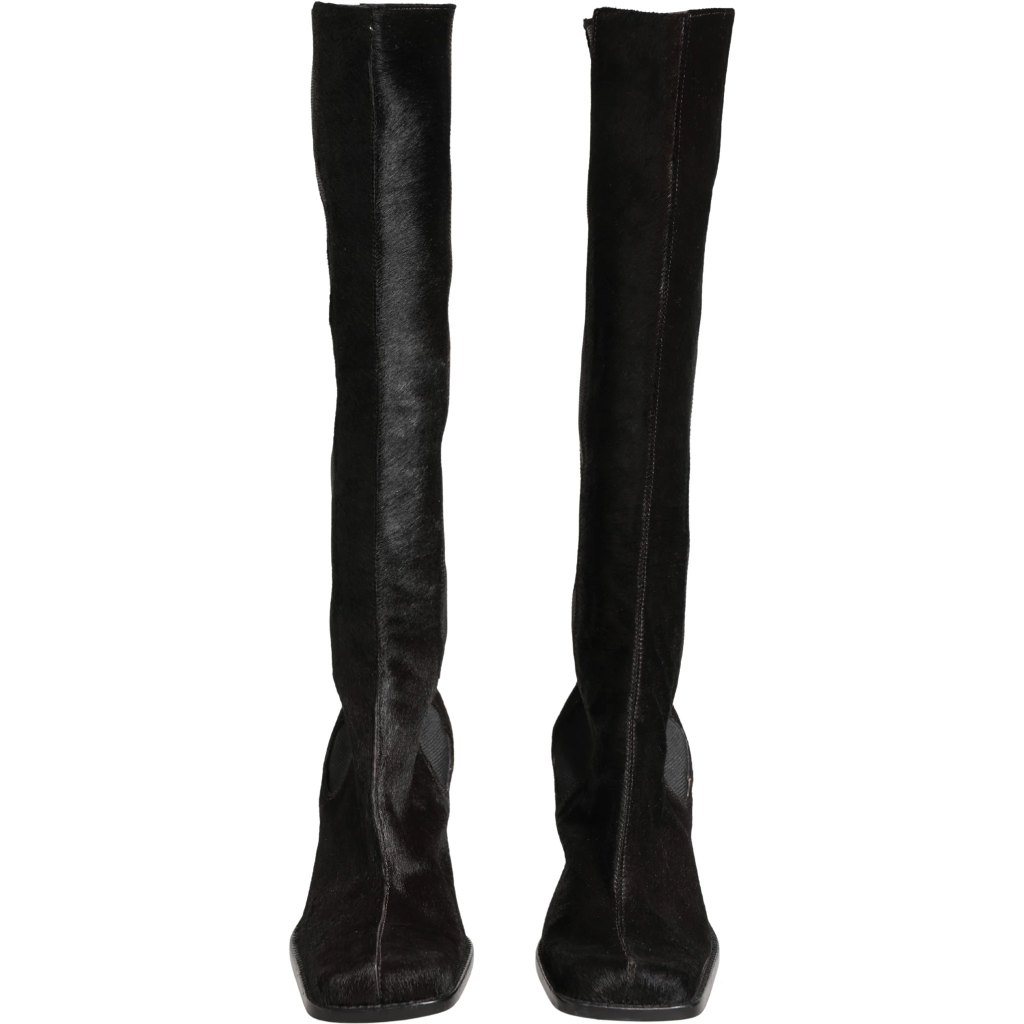 Black Suede Leather Knee High Boots Shoes