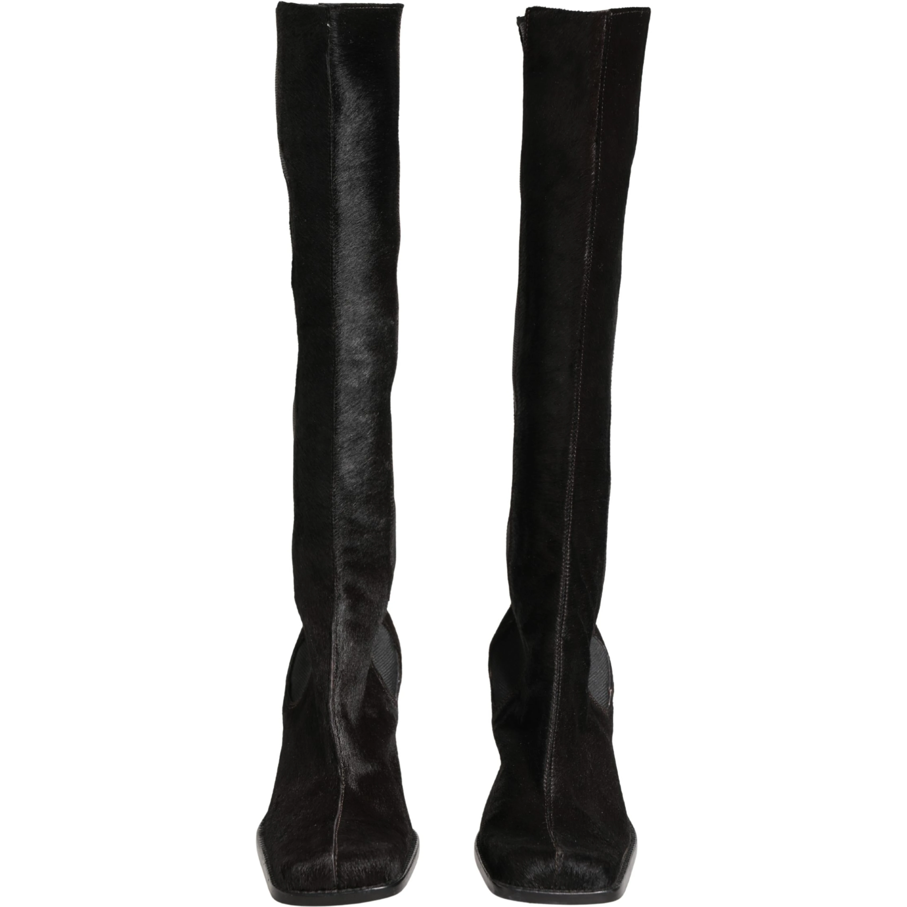 Black Suede Leather Knee High Boots Shoes
