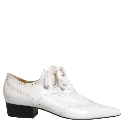 White Leather Brogue Oxford Lace Up Shoes