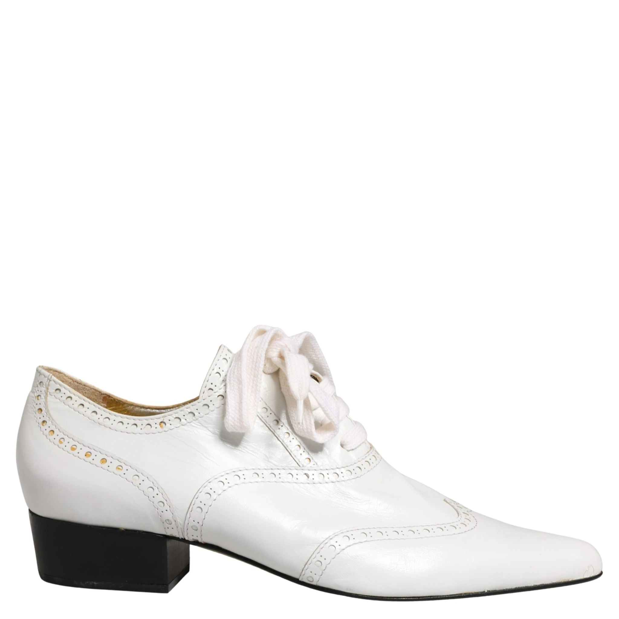 White Leather Brogue Oxford Lace Up Shoes