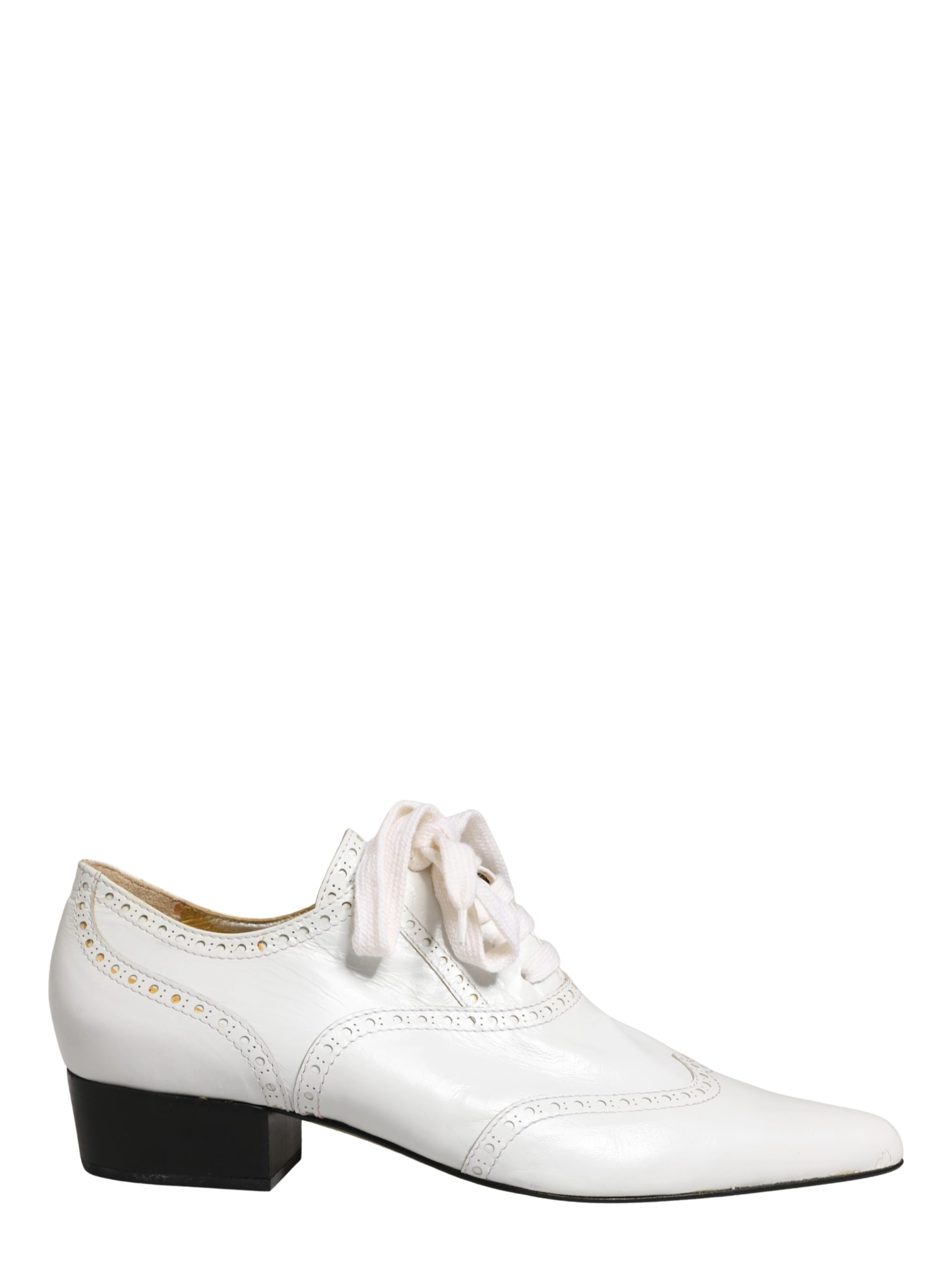 White Leather Brogue Oxford Lace Up Shoes