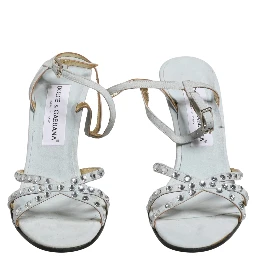 White Rhinestone High Heeled Sandals Shoes