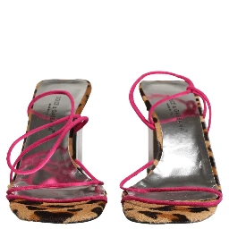 Multicolor Leather Block Heels Sandals Shoes