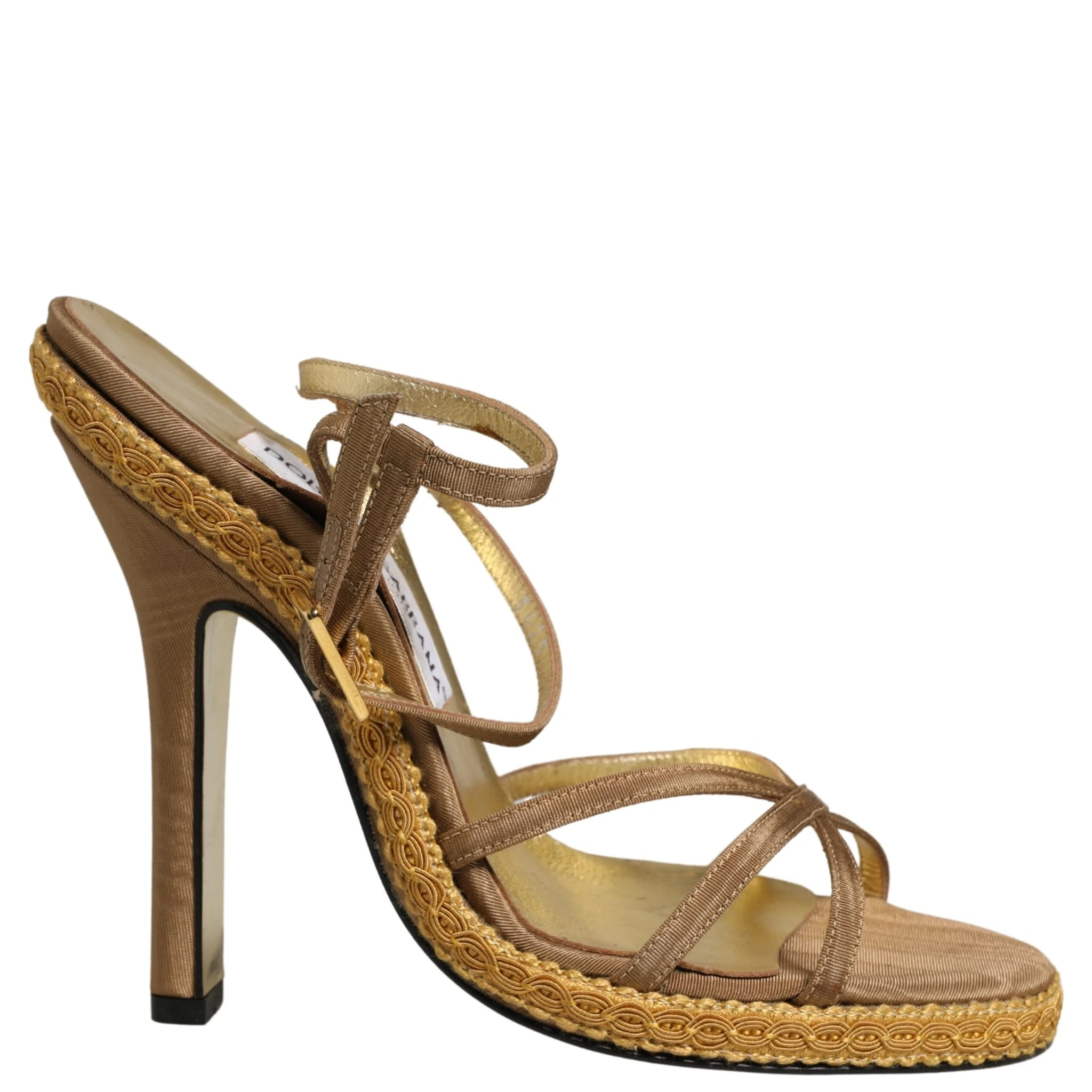 Brown Braided Ankle Strap Heels Sandals Shoes